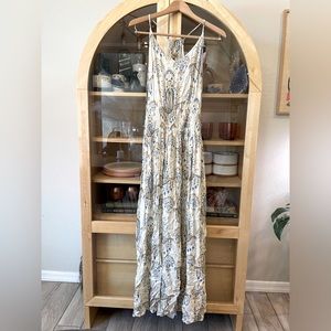 O’Neill Boho maxi dress, beige floral with front slits and tied back